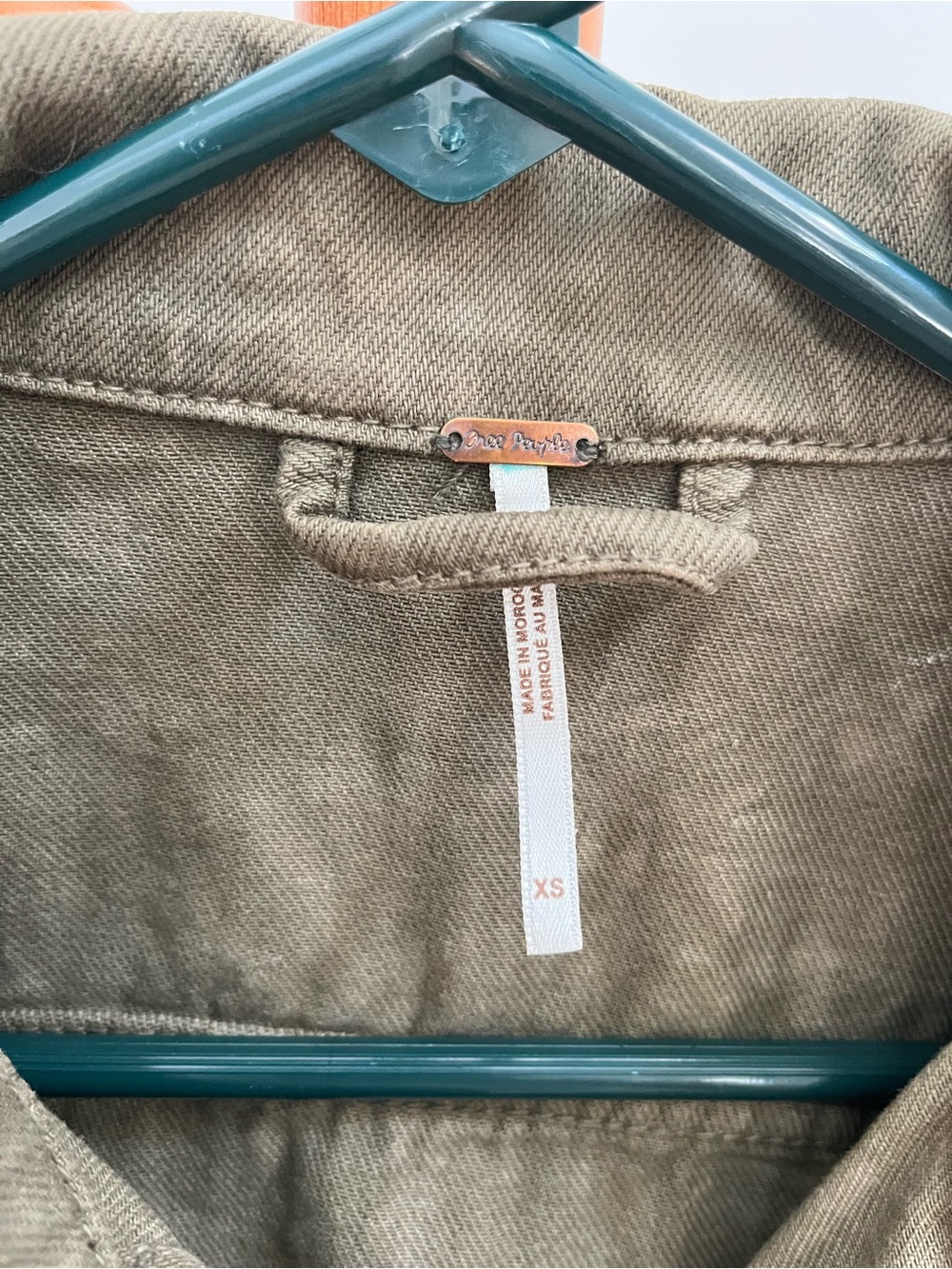 Free People Olive Green Denim-Style Jacket - Picture 3 of 4